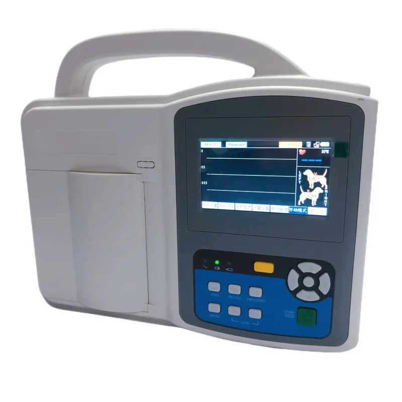 3-channel 5-lead veterinary electrocardiograph with automatic interpretation