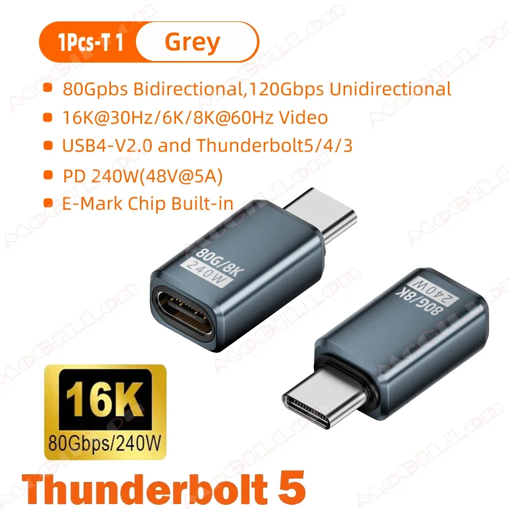 USB4 V2 90-Grad-Typ-C-Winkeladapter 80 Gbit/s Thunderbolt 5 4 3 Winkeladapter 240 W USB-C-Kabelstecker 40 Gbit/s für MacBook Air