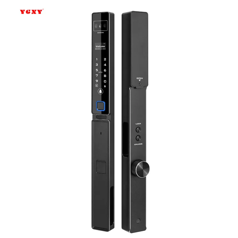 3D Face Recognition Fingerprint Hold Hands Lock Narrow Bezel Cell Phone  Aluminum Door Code Lock Automatic Smart Door Lock