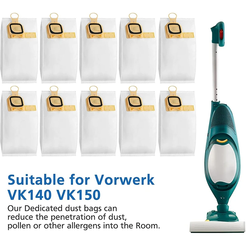 10 قطعة لأكياس المكنسة الكهربائية Kobold VK140 / 150 المتوافقة مع أكياس المكنسة الكهربائية Vorwerk Kobold VK140 VK150