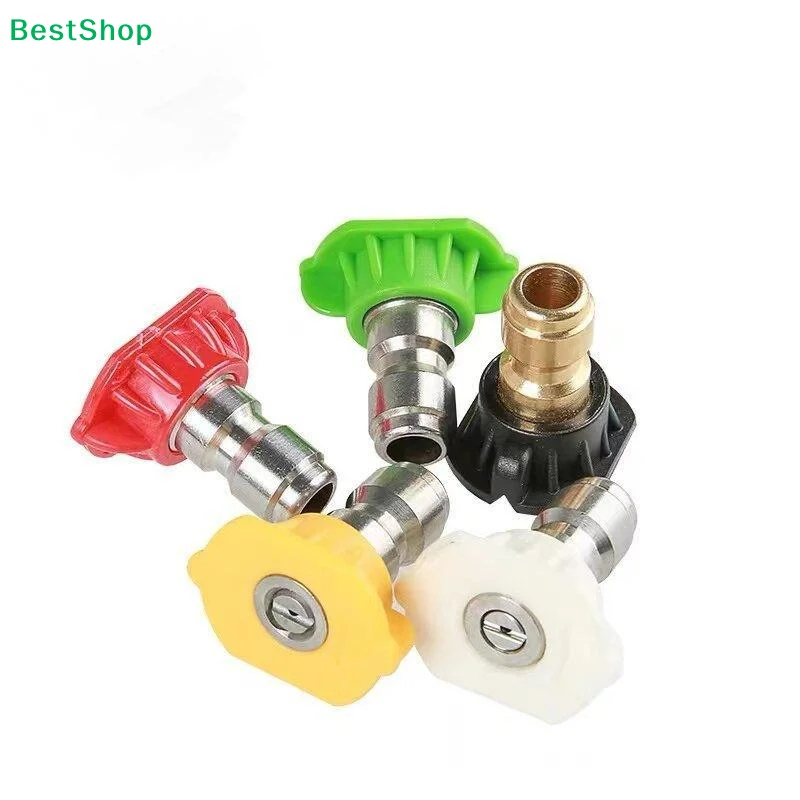〔Z〕5Pcs 1/4inch Quick Connect High Pressure Washer Spray Nozzle 0 15 25 40 65 Degree Watering Soap Nozzle Tip Garden Cleaning