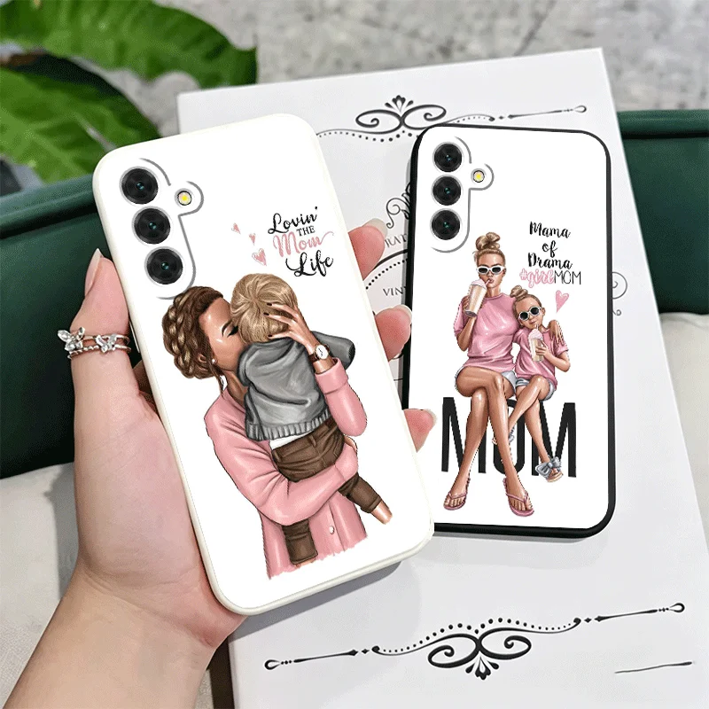 Baby Mom Girls Soft Phone Case For Samsung A17 A16 A15 A14 A13 A57 A56 A55 A54 A53 A37 A26 A25 A24 A23 A36 A35 A34 A33 Couple Co