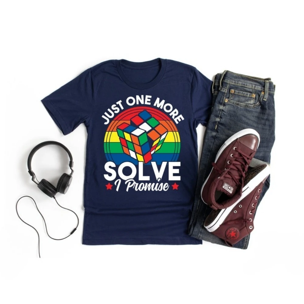 Just One More Solve I Promise Shirt Speed Cubing Shirt Competitive Speed Cuber Gift Funny Rubik Tops Cube Puzzle Tops