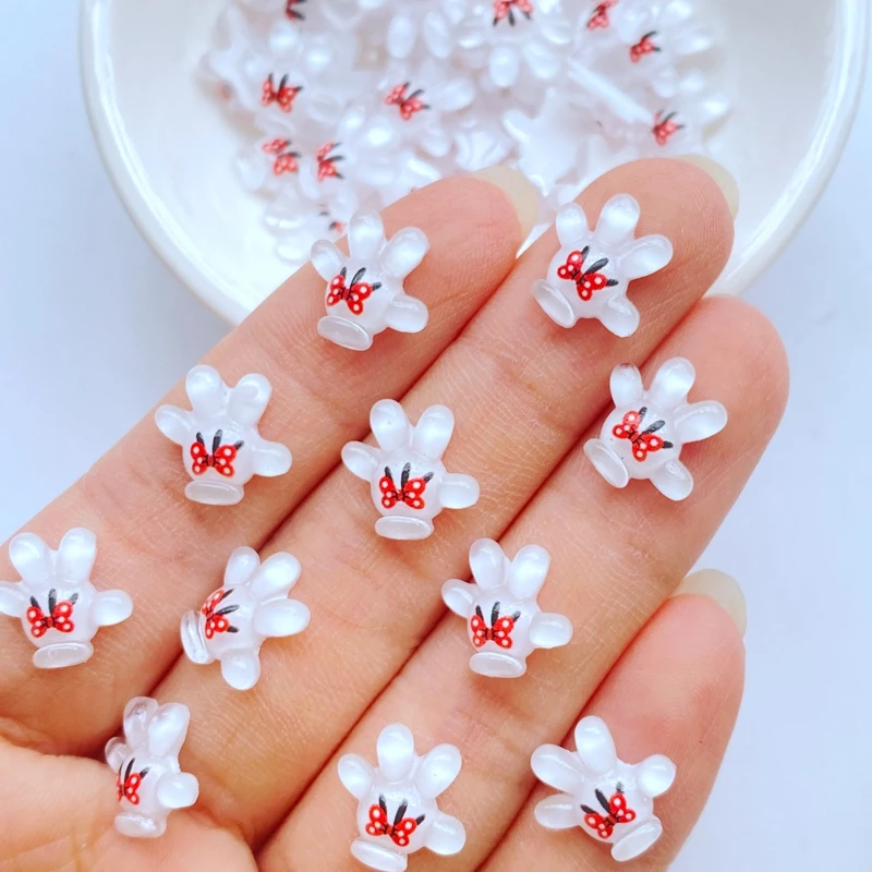 50Pcs New Cute Resin 11*12mm Cartoon Small Hand Series Flat Back Fit Phone Deco Parts Embellishments for Hair Bows Accessories