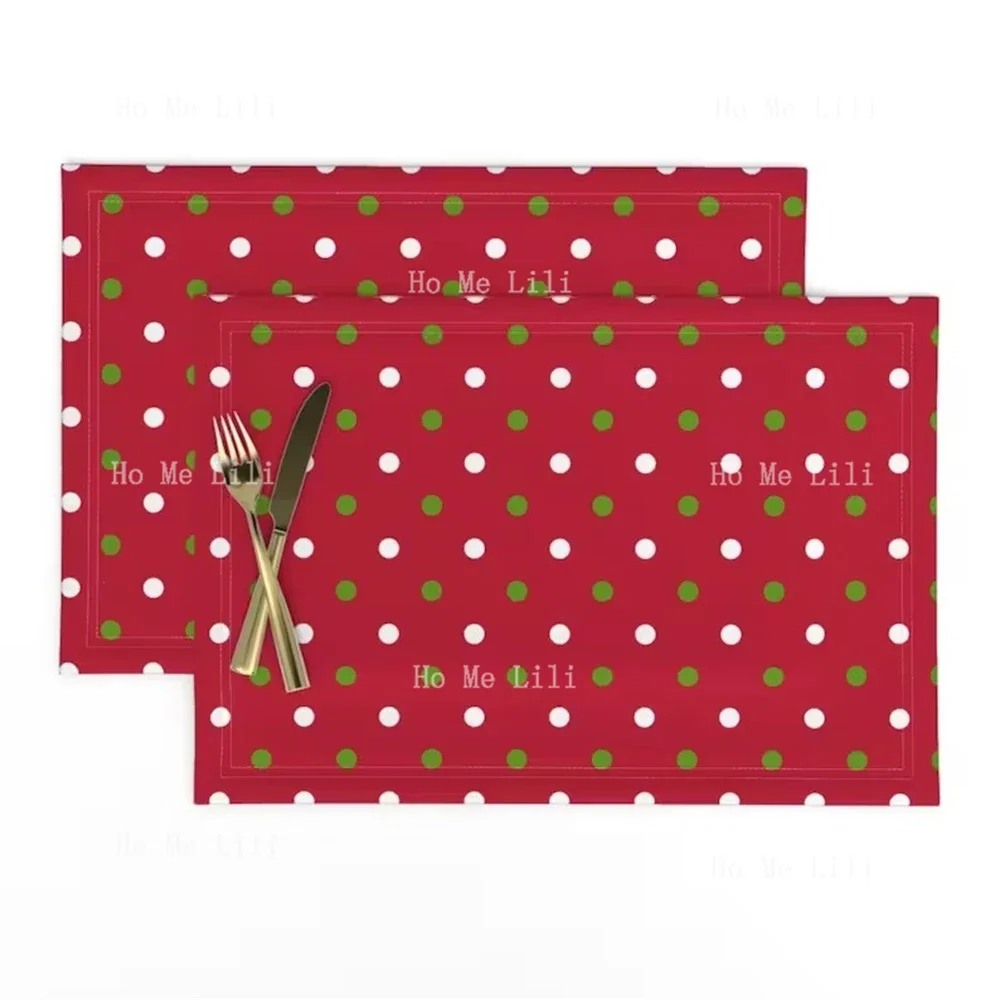 Christmas Placemat Multicolor Table Mat Red Polka Dots