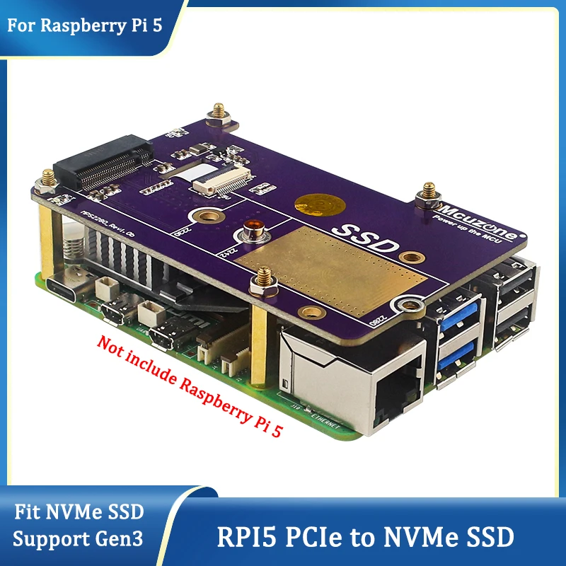 

Raspberry Pi 5 PCIe to M.2 NVMe SSD Support Gen 3 High Speed Fit 2230 2242 2280 M.2 Solid State Drive for Raspberry Pi 5