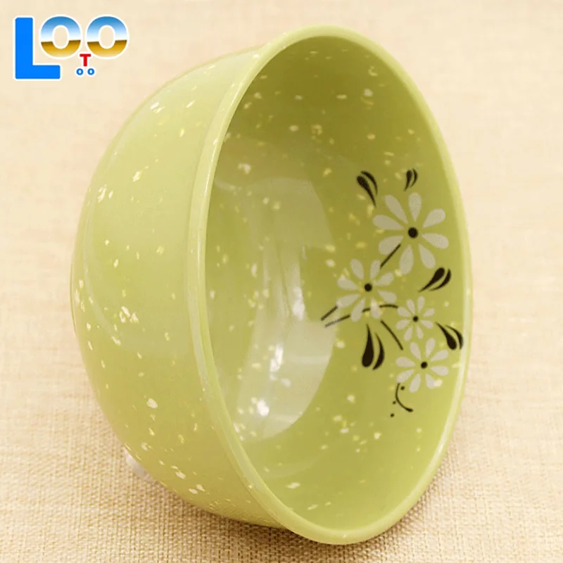 Ударопрочная меламиновая миска, утолщенные цветочные миски для рисового супа, закусок, пластиковая посуда для еды, китайские миски, зеленые 4,5-8 дюймов