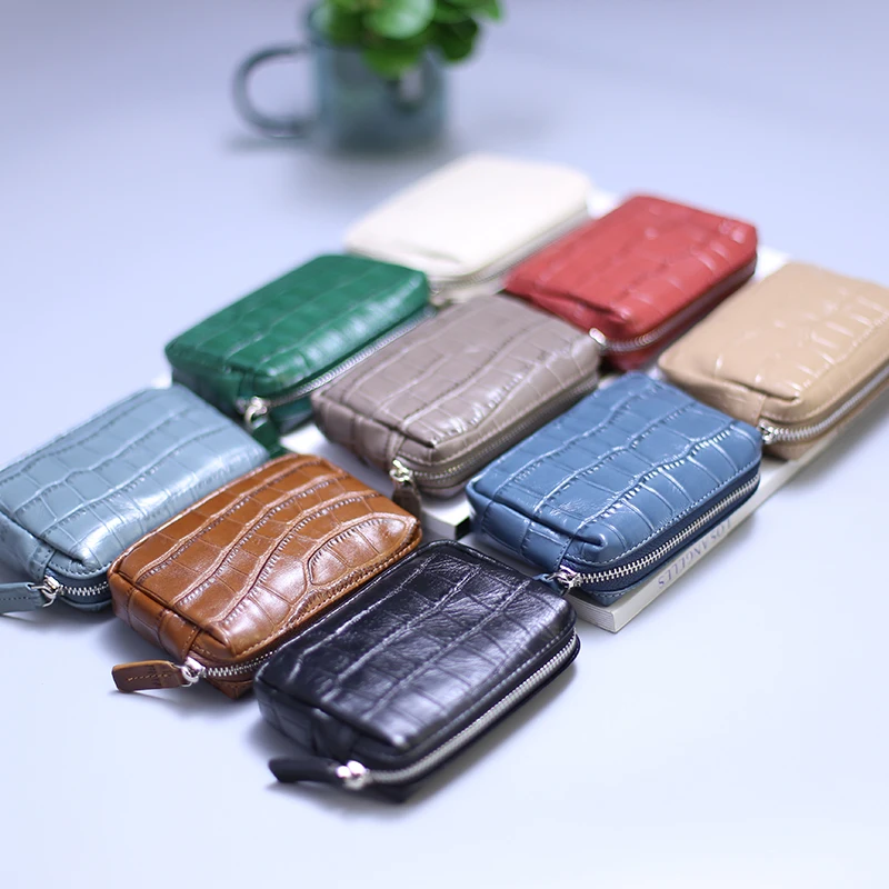 New Style Coin Purses Female First Layer Leather Zipper Mini Car Key Wallets Women 100% Cowskin Credit Card Purse Pouch Bag