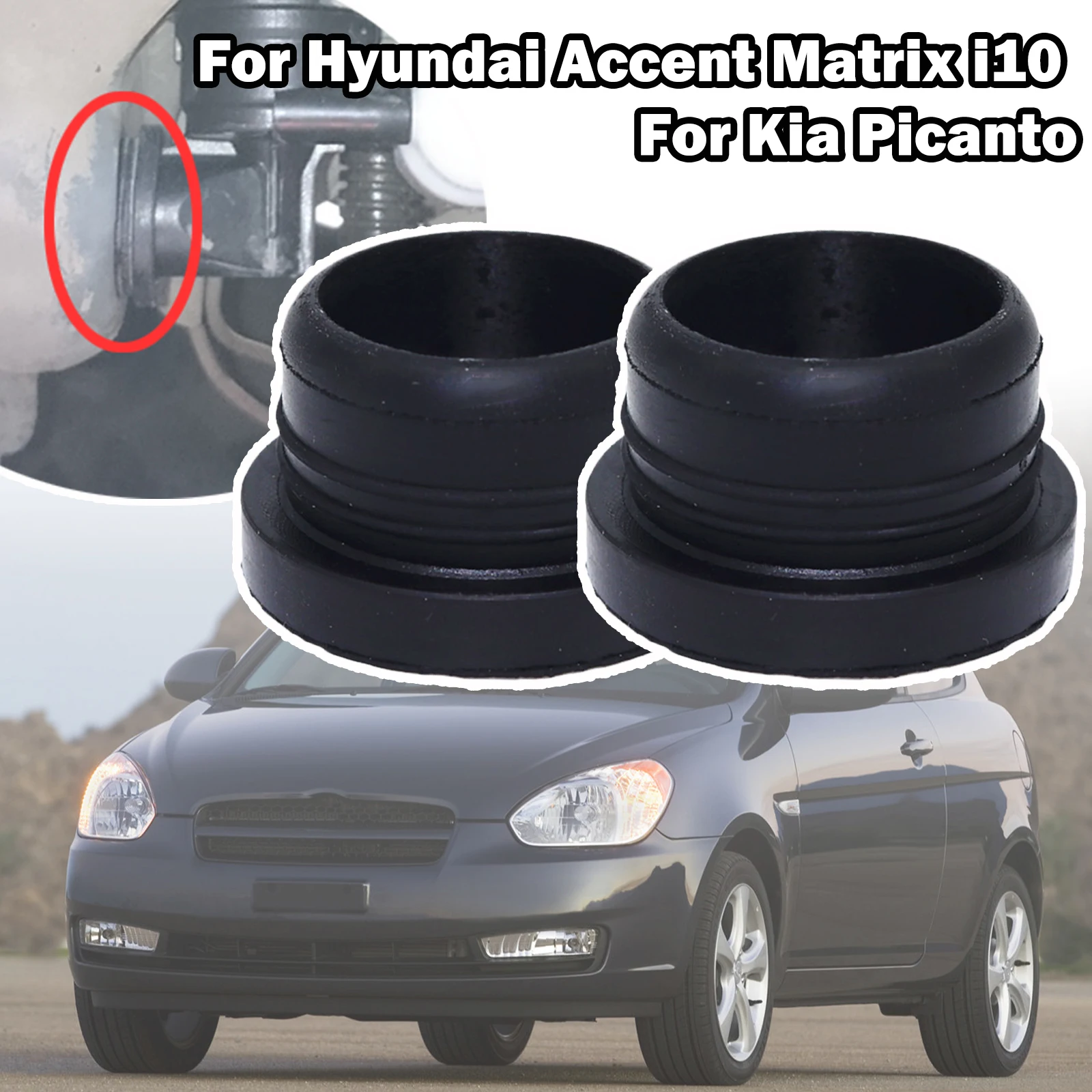 

2pc Washer Pump Grommets Rubber Seal Gasket Windshield Reservoir Bottle Leaking Repair For Hyundai Accent Matrix i10 Kia Picanto