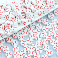 White Baseball Polymer Clay Bead 10mm Spacer Loose Beads For Jewelry Making Bracelet Cell Phone Chain Earrings DIY Accessories