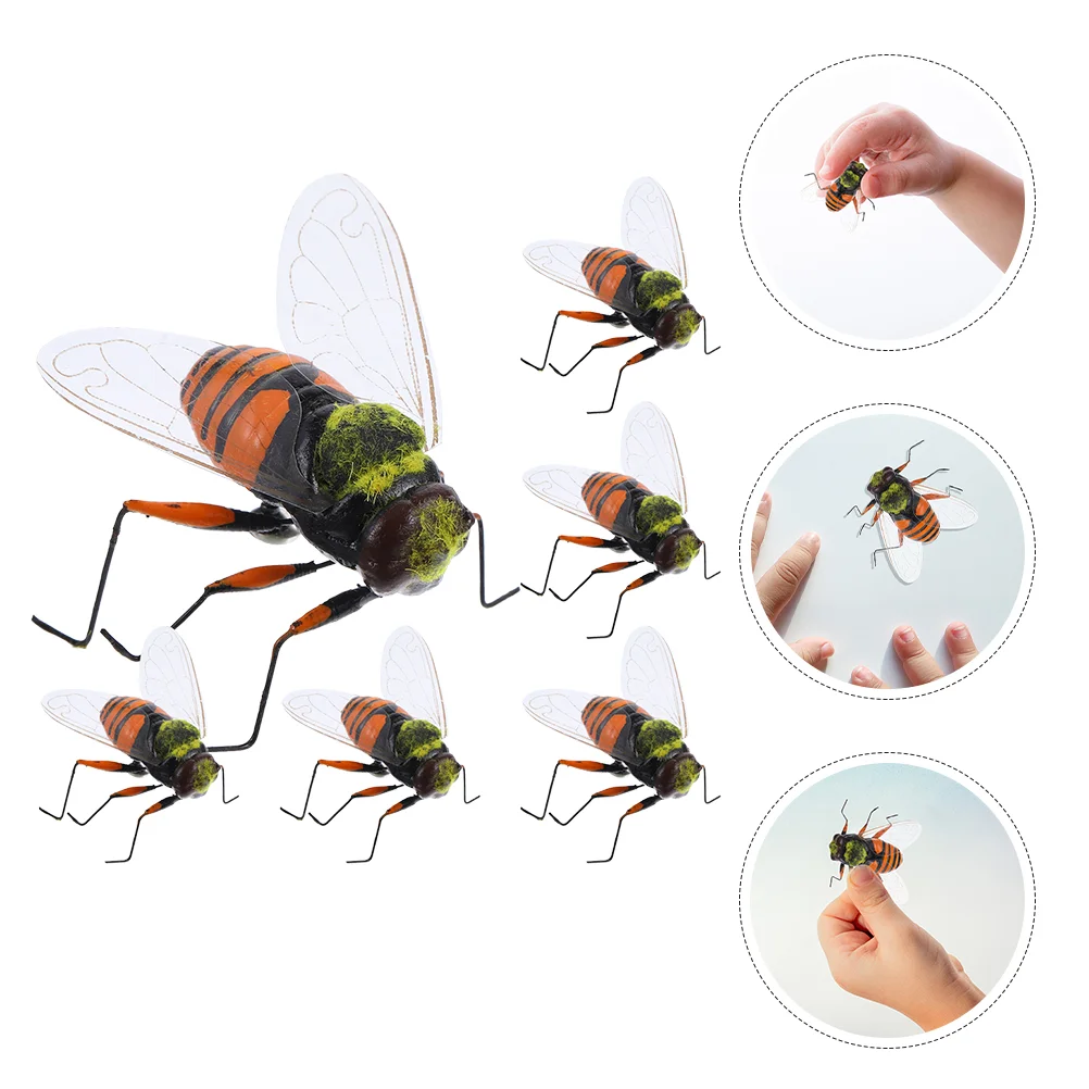 6 Pcs High Simulation Insect Bee Garden Statues Letter Bees Children Educational Plaything Abs Figure Decor Early Prop