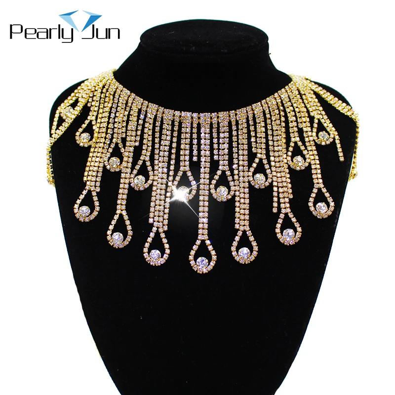 Drop Long Tassel Crystal Rhinestone Fringe Trim Crystal Decoration Chain Belly Dance Clothing Accessories ML075