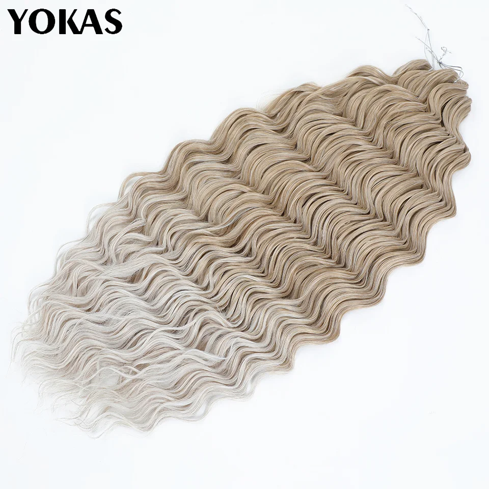 

Anna Hair Synthetic Loose Deep Wave Braiding Hair Extensions 24 Inch Water Wave Braid Hair Ombre Blonde Twist Crochet Curly Hair