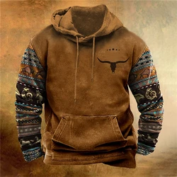 Vintage etniczne bluzy z grafiką moda na co dzień z długim rękawem bluzy z nadrukiem 3D męskie Streetwear ponadgabarytowe swetry outdoorowe