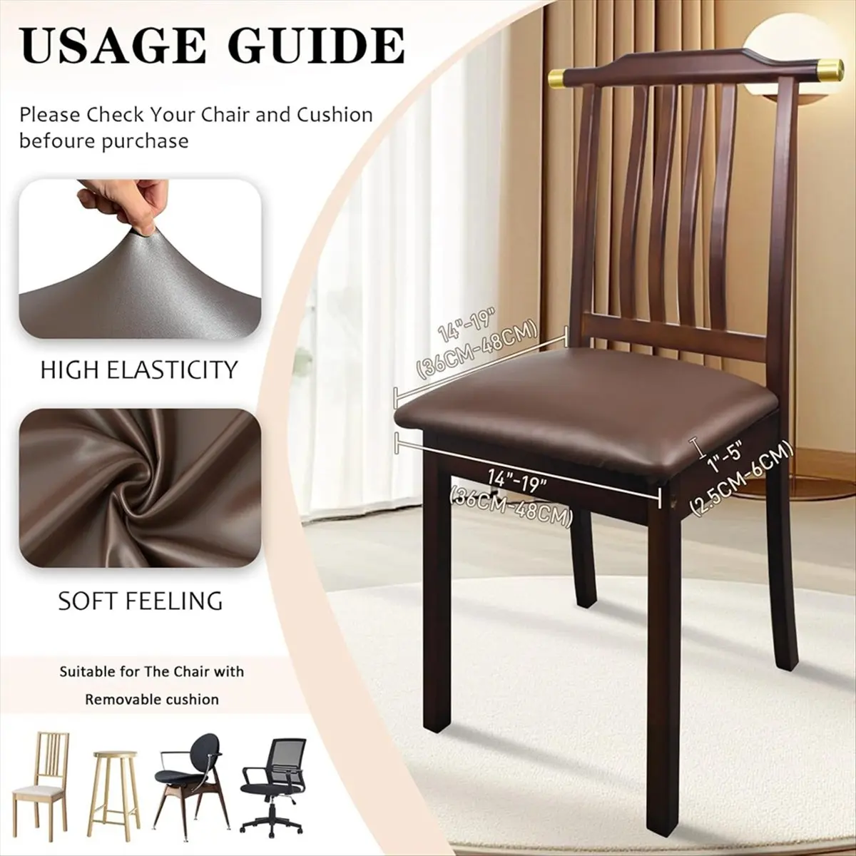 Pu Leather Dining Chair Seat Covers,Waterproof Dining Seat Covers Stretch Chair Covers for Dining Chairs/Kitchen 4PCS A
