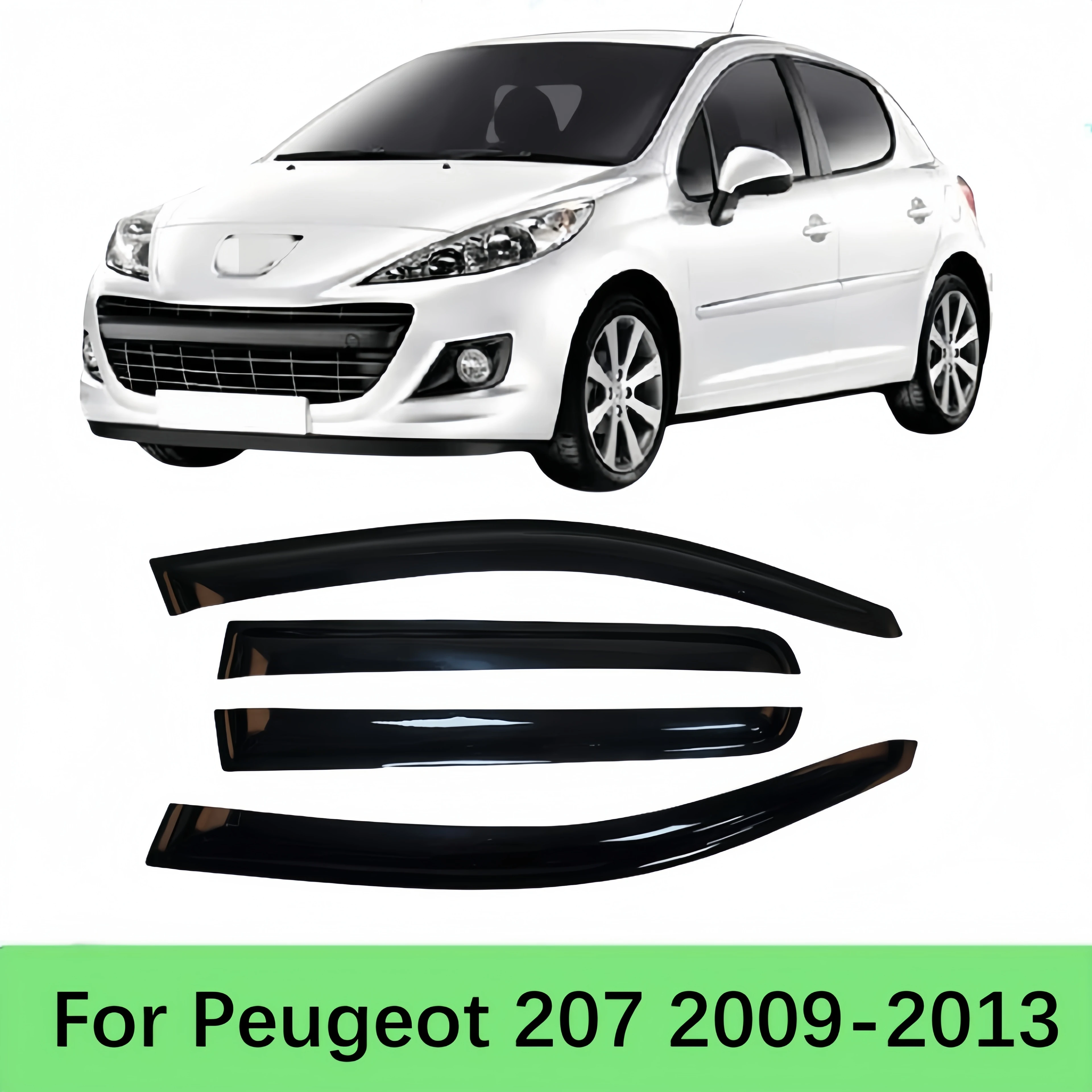 Untuk Peugeot 207 2009-2013 Aksesori penataan mobil Visor jendela pelindung cuaca pelindung matahari pelindung deflektor hujan Trim penutup