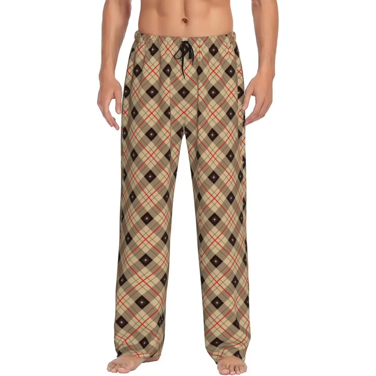 Mens Pajamas Pyjamas Pants Chess Lounge Pants Sleep Bottoms