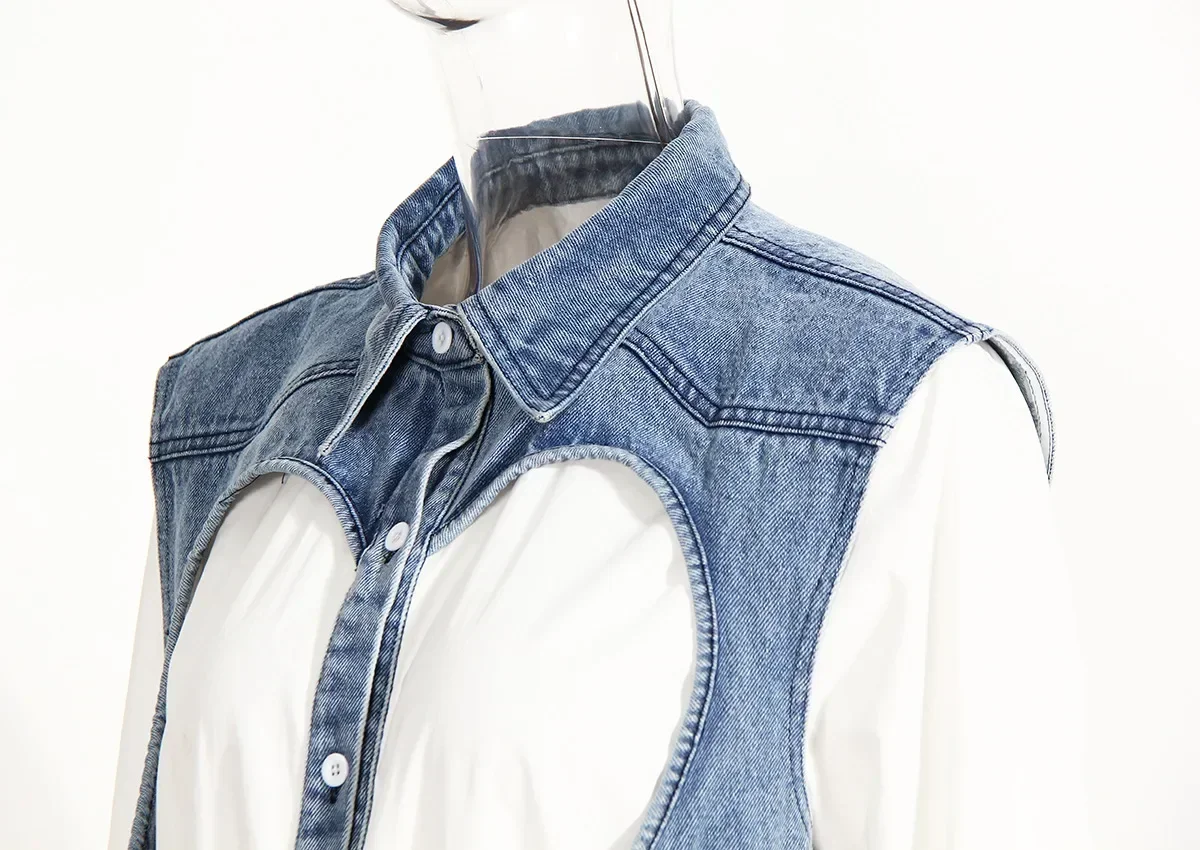 Denim Women Suits Shirt 1 Piece Spring Cotton Formal Office Lady Business Work Wear Fashion Girl Coat Jacket Prom Dress