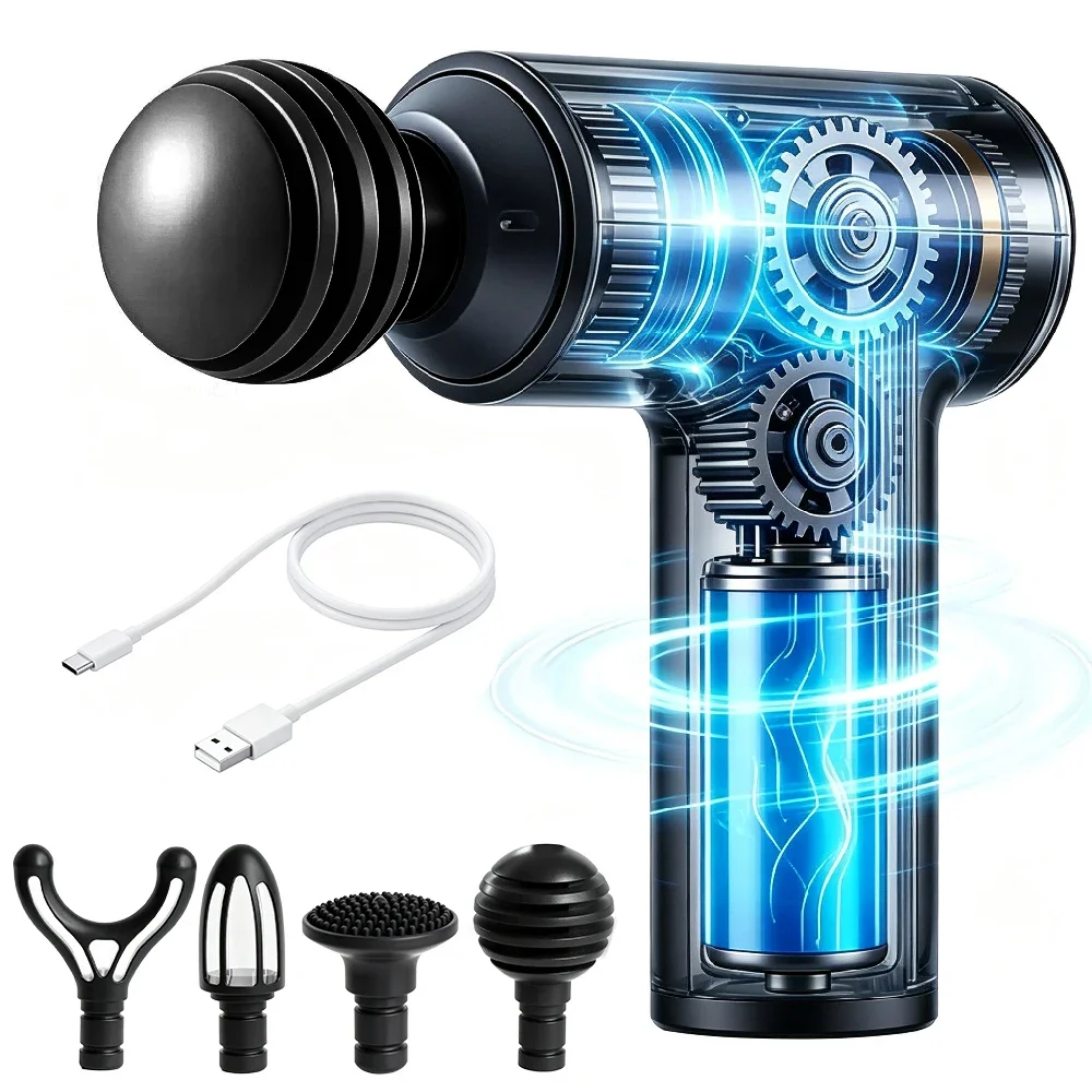 Speeds Massage Gun Deep Tissue, Back Massager Gun for Athletes Muscle Massage Gun for Body with 4 Massage Heads