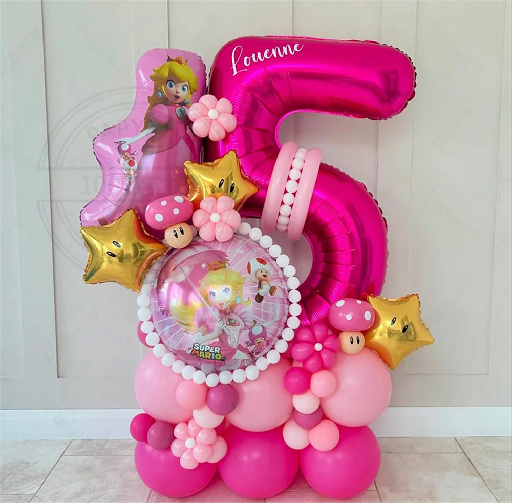 45pcs Disney Peach Princess Party Balloons Set Baby Shower Girl 1-9th Birthday Party Decoration Kids Helium Globos Toy Gifts