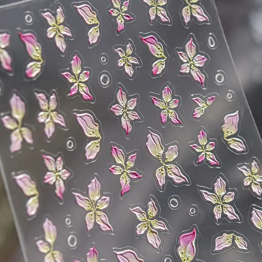 

Exquisite Colorful Lily Frangipani Flower Noble Orchid Petal Blossom Jelly Charms Manicure Tool Elegant Nail Art Stickers Decals