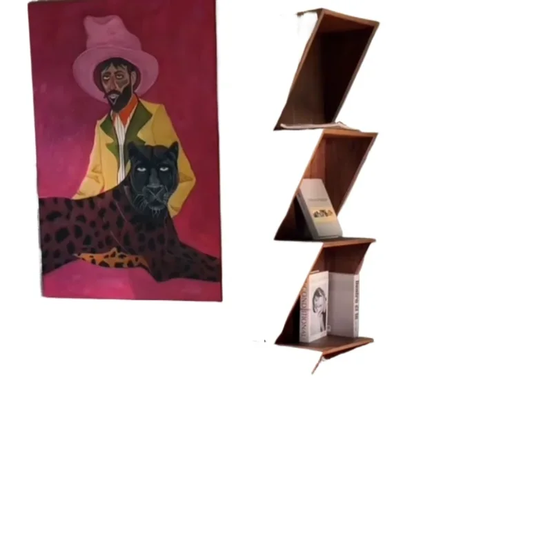 

New Chinese-style creative triangular integrated bookshelf, simple design bookshelf, modern personalized shelf customization