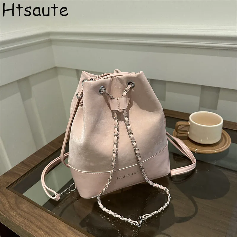 

Drawstring Elegant Ladies Bucket Bags Trendy Shopping Bag Printed Single Shoulder Bucket Bag MIni Handbag Long Stripe Clutch