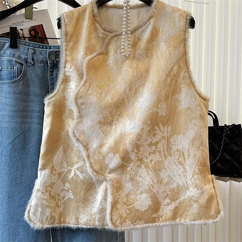 

Новая женская жилетка-безрукавка из хлопка с круглым вырезом, зимняя, высококачественная, элегантная, в стиле куртки