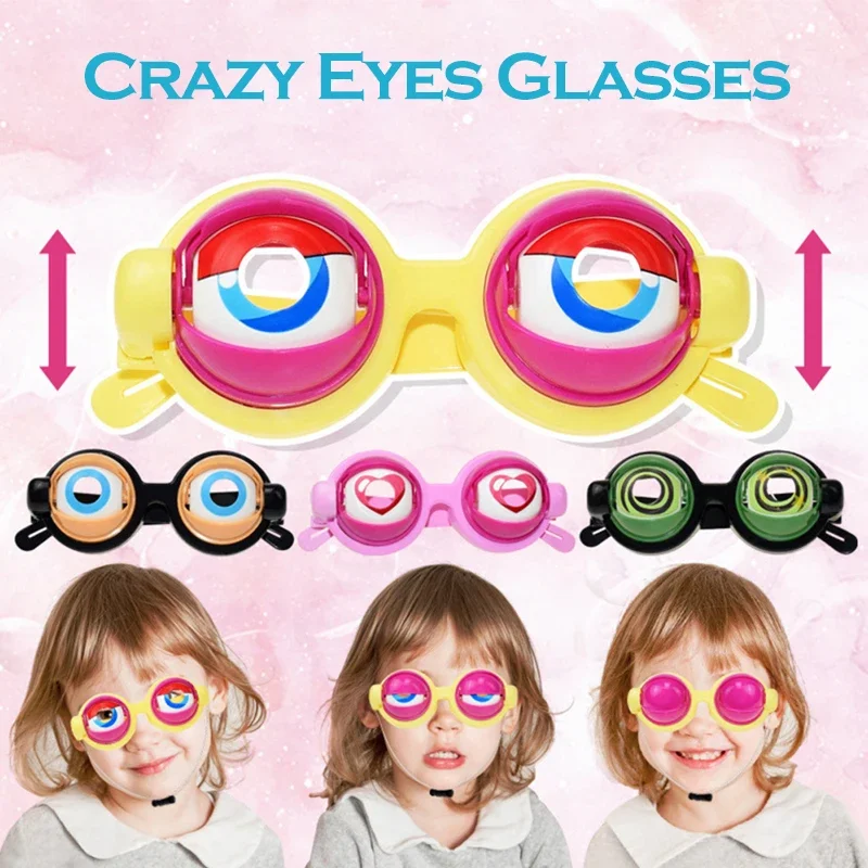 1-5PCS Funny Wobbly Eye Prank Glasses Crazy Novelty Toy for Kids Adults Party Cosplay Costume Accessories