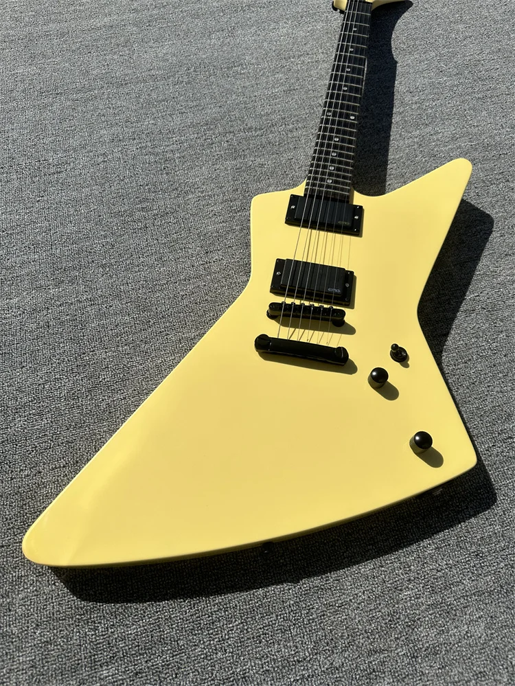 Irregular electric guitar, made of imported wood, Creamy yellow pearl inlaid fingerboard, EMG active pickup, white light, in sto