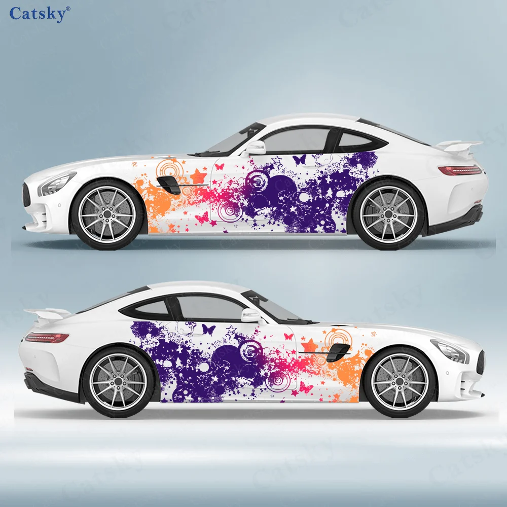 Gradient Irregular Splatter Car Vinyl Wraps Decal Self-adhesive PVC Sticker Suitable for Trucks SUV Decor Auto Accessories Gift
