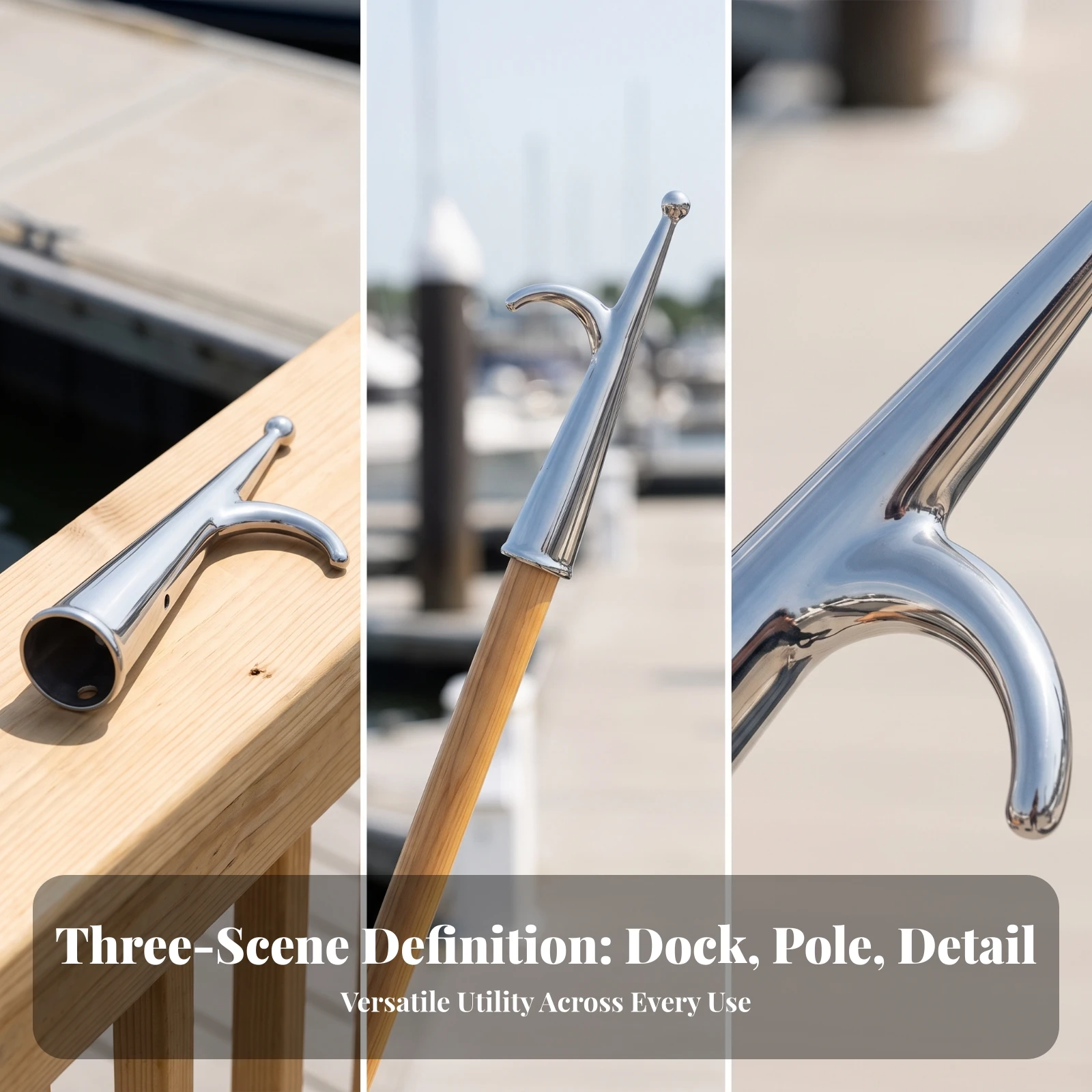 Boat Hook Head Stainless Steel Marine Hook Head Hardware Polished Heavy Duty for Boaters, Docking