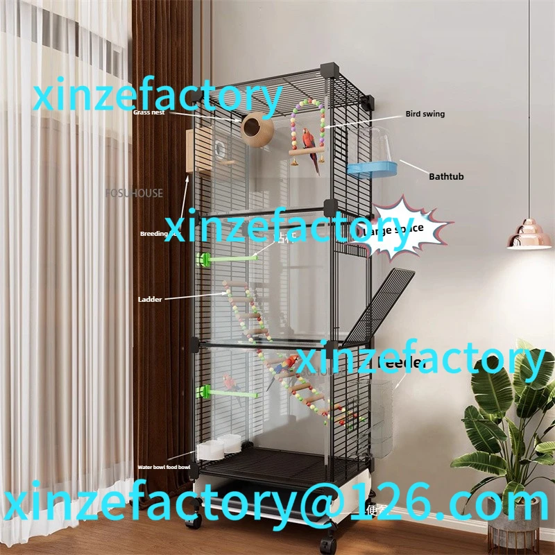 Customizable Transparent Bird Large Parrot Cage Household Pigeon Starling