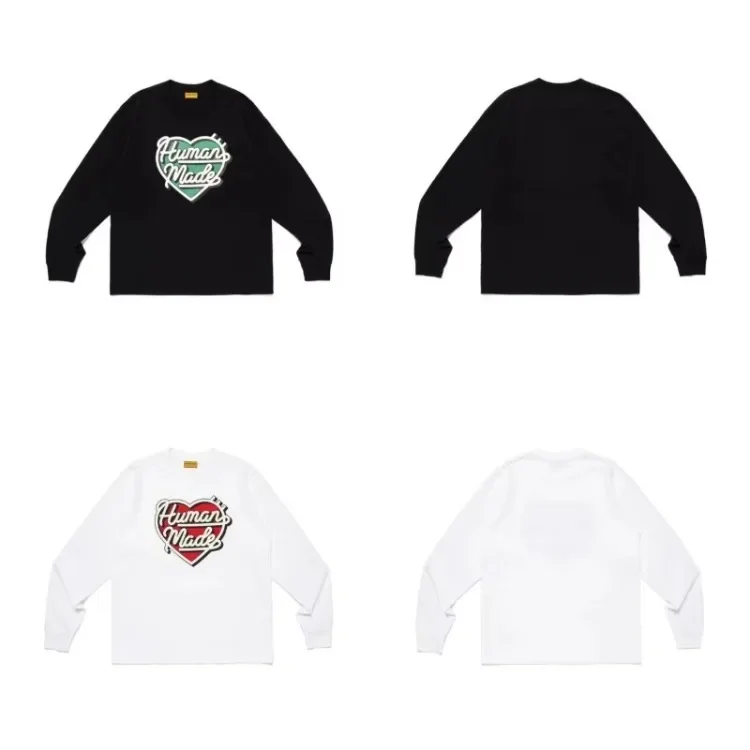 Human Made Heavy Slub Cotton Long Sleeve Tee Casual Layering Top Fall Winter Unisex Streetwear