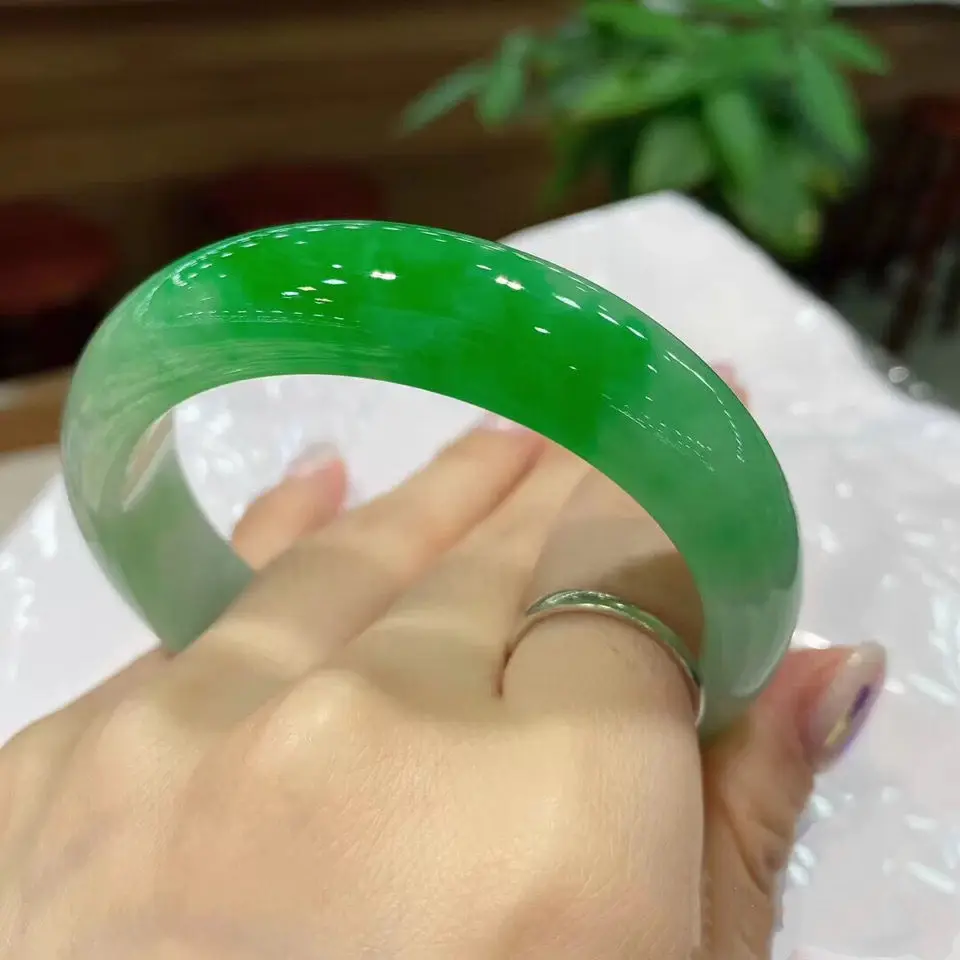 

Jewelry Top Natural Authentic AAAAA Bangles Grade Ice Species Emerald Color Women's Floating Green Real Jade Bracelet