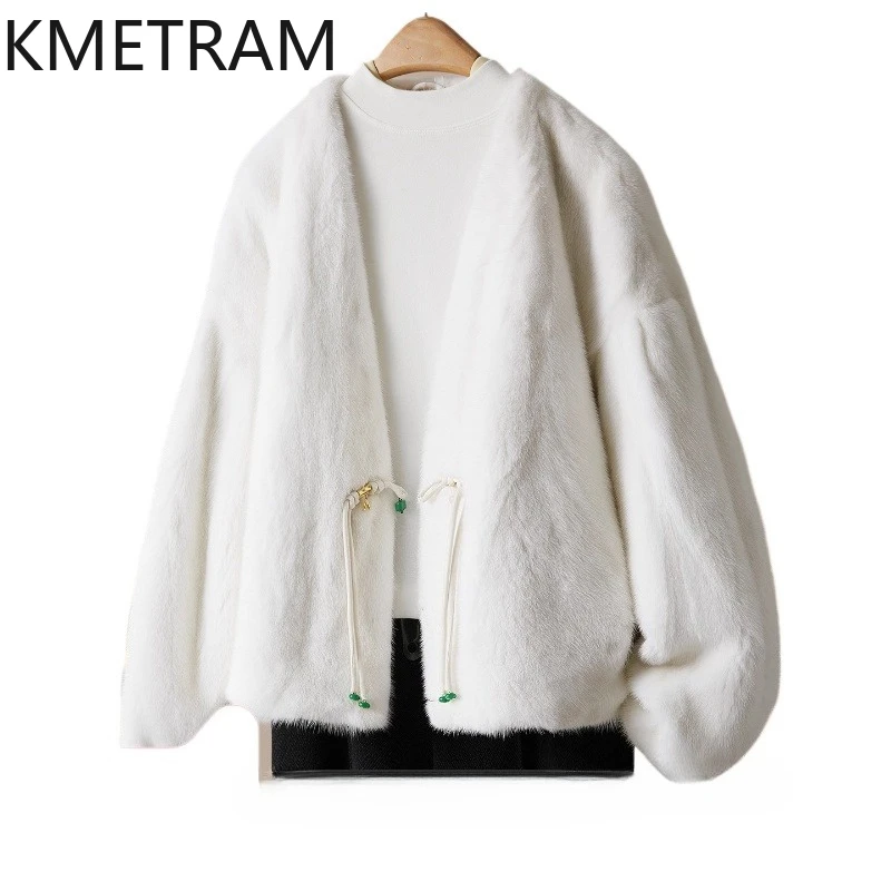

KMETRAM 100% Natural Whole Mink Fur Coat Beige Fur Jacket Short Coats for Woman Winter 2025 Women Clothes пуховик женский зимний