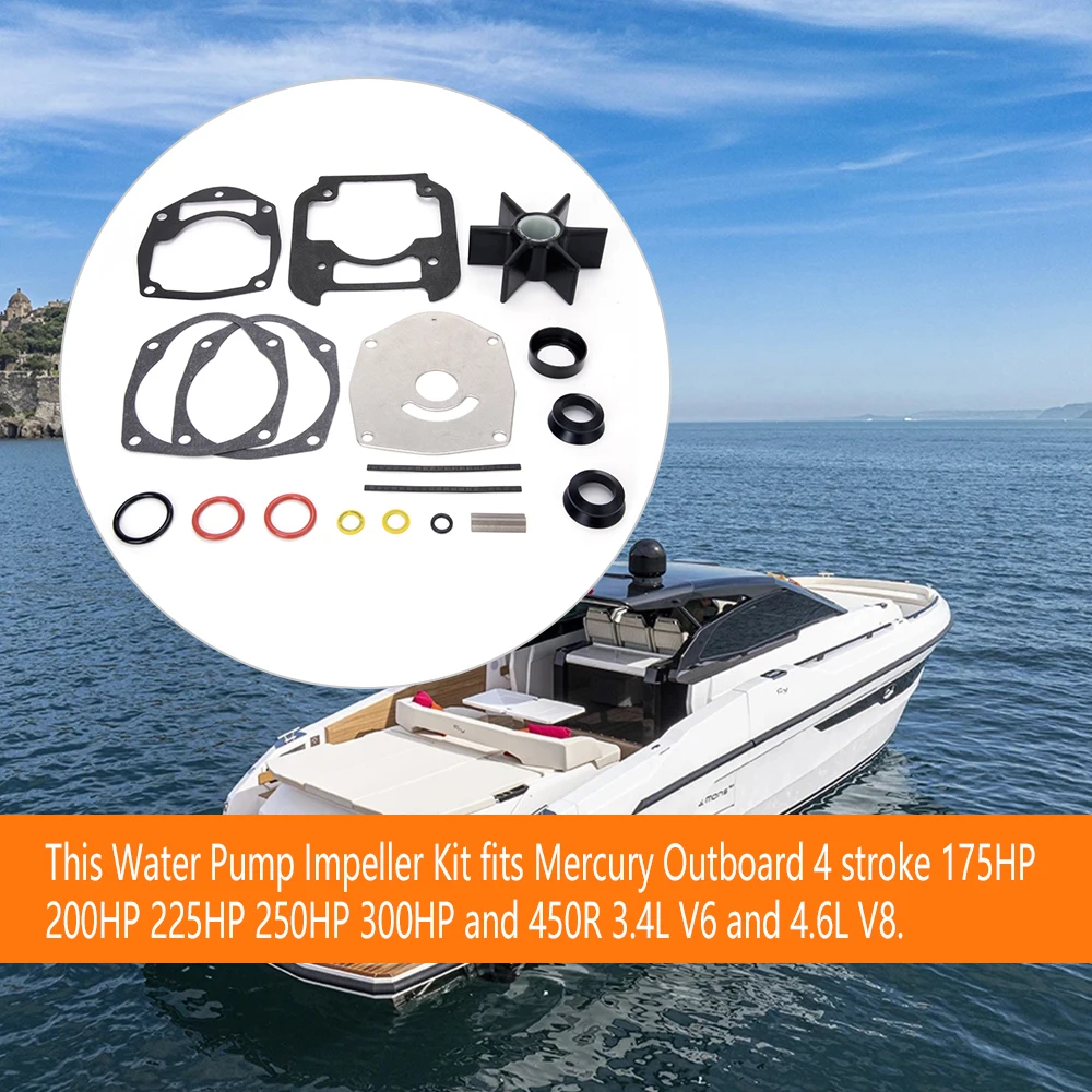 RASTP-8M0142980 مجموعة دفاعة مضخة المياه للزئبق 4 السكتة الدماغية 175 200 225 250 300 HP و 450R 3.4L V6 و 4.6L V8 8M0205803 TC056 #6