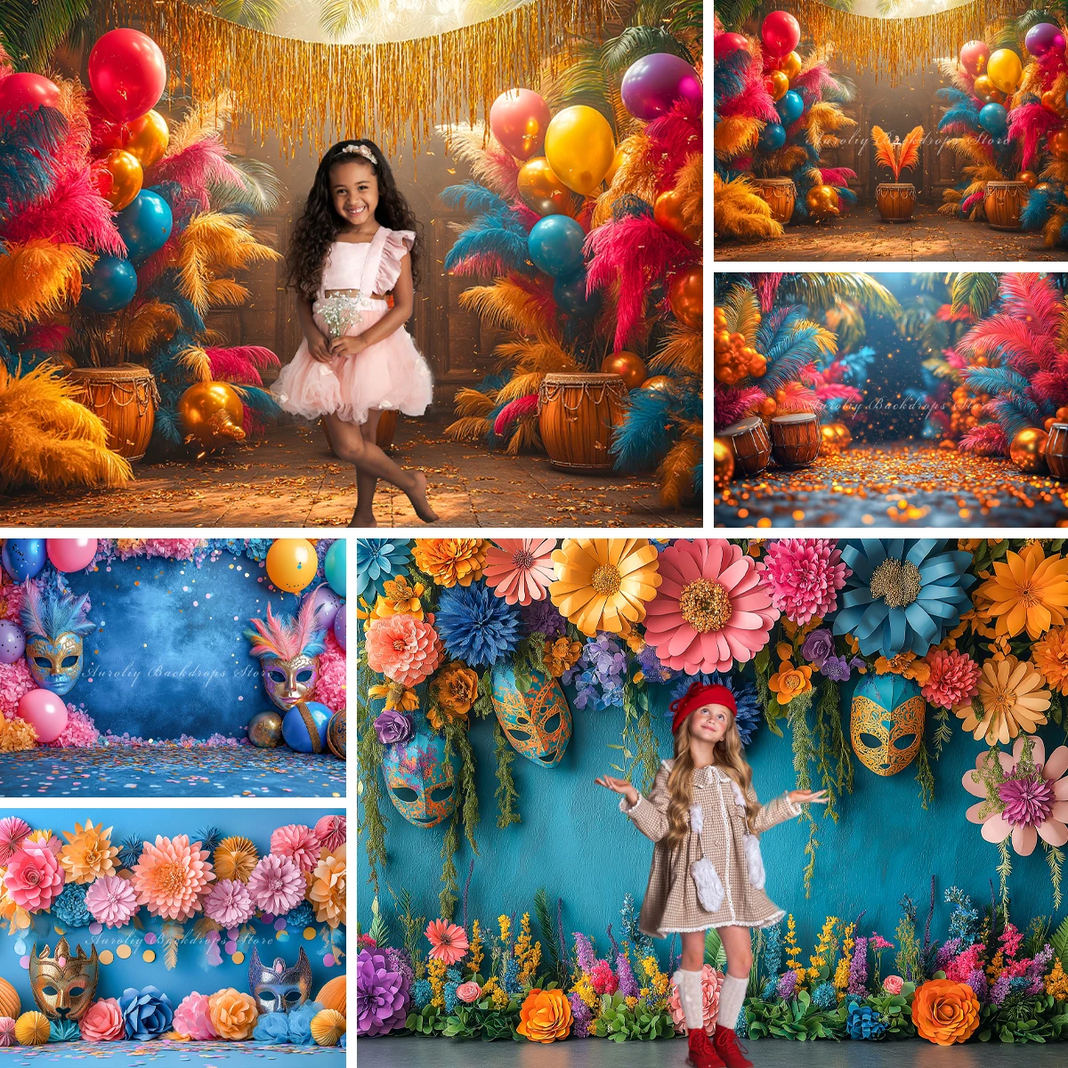 カーニバルをテーマにした背景幕子供子供フォトコール装飾大人の赤ちゃん小道具マスクサーカスパフォーマンス写真スタジオの背景