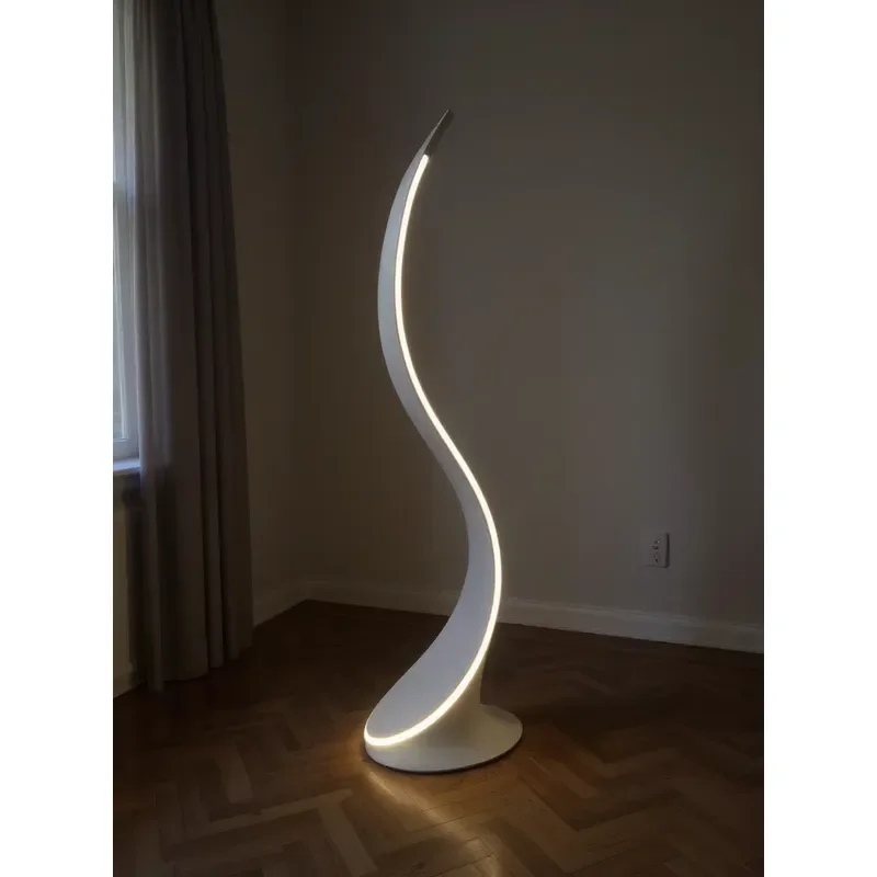 Minimalist Living Room Floor Lamp Artistic Curved Design with Soft Lighting