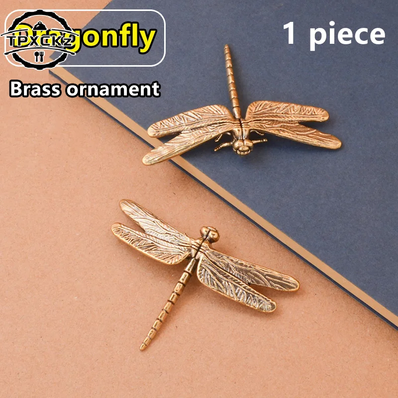 1pc Simulation Messing Libelle Ornament Antike Insekten Figuren Miniatur Schreibtisch Dekoration Tee Haustier Feng Shui Sammlerstücke