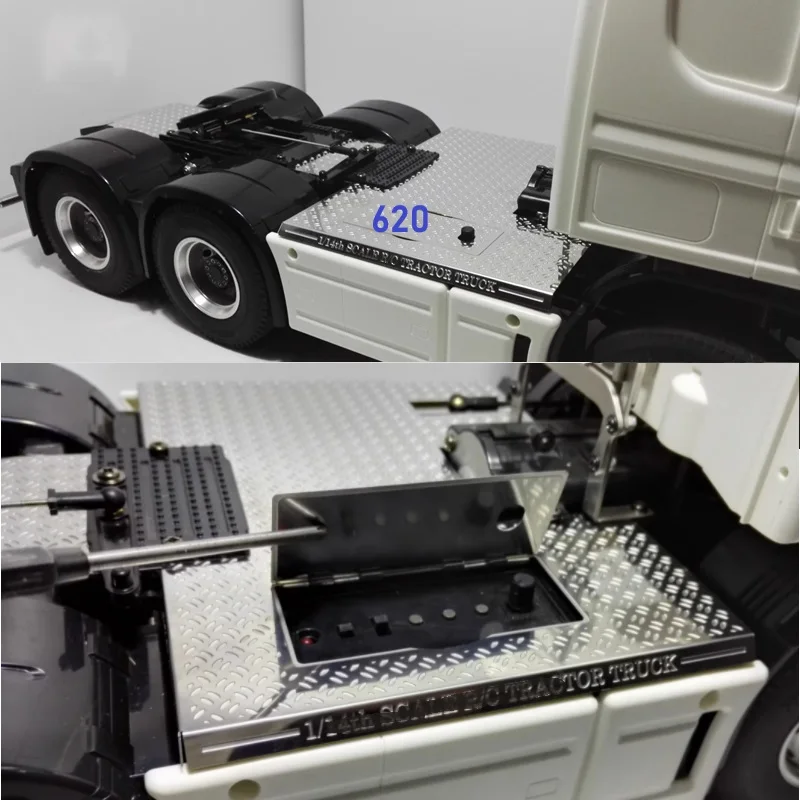 1 Stück Simulations-Metall-Silber-Groß-Schutzplatte 1/14 Tamiya RC Truck Auto für Scania 770s R620 R470 Benz 1851 MAN DIY Teile Spielzeug – Detail 3