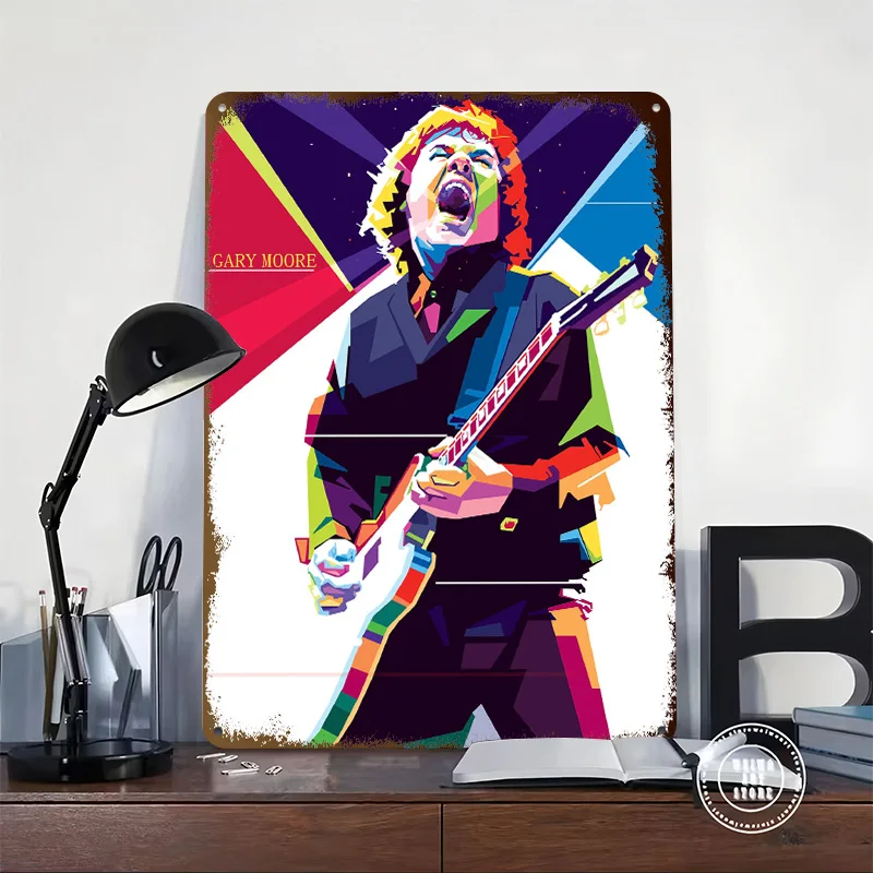 Gary Moore in Wpap Personalized 3D Textured Metal Poster Wall Art Tinplate Sign for Room Decorating Interior Decoration Home