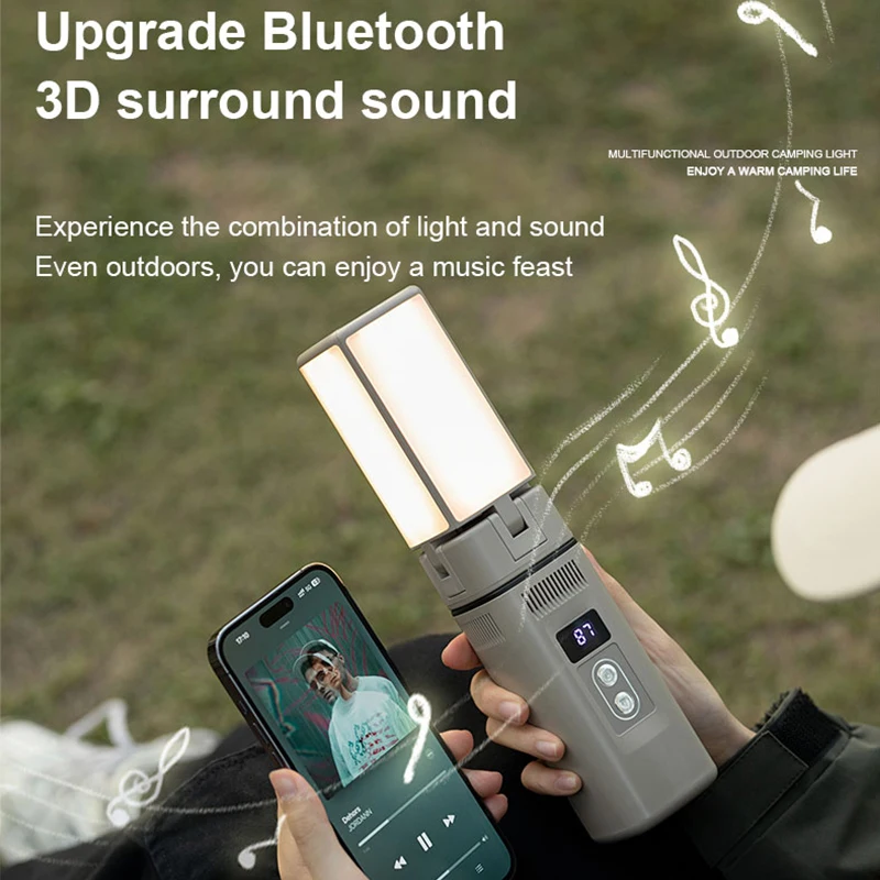 C2 Folding LED Camping Lights Bluetooth-compatible Audio Table Lamps Outdoor Portable Speaker Hanging Tent Emergency Light