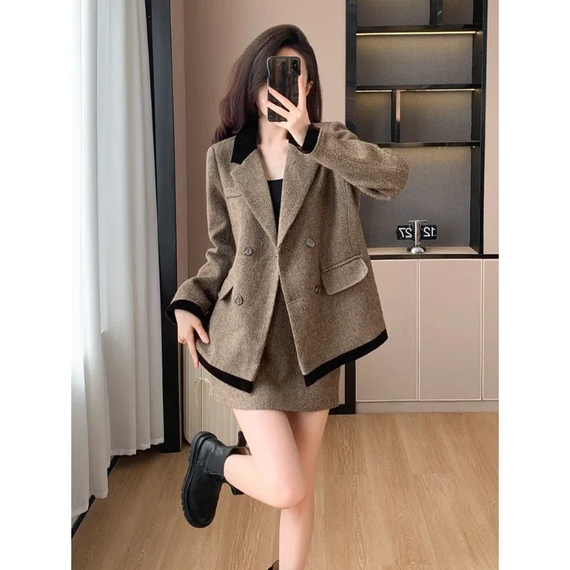 set fashion commuting Two-piece dress Spring and Autumn fashionable temperament Suit jacket Skirt set