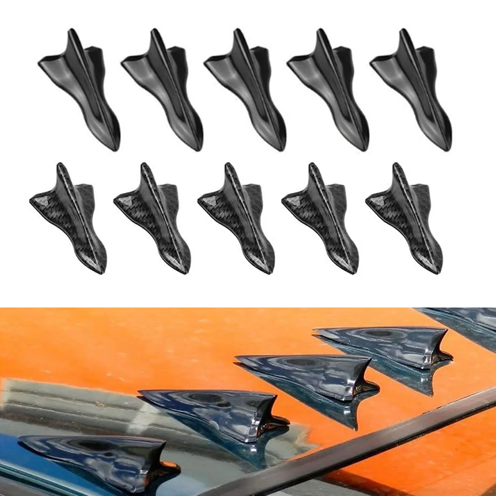 

10 Pcs Car Roof Fin Spoiler Universal Tuning Roof Diffuser Shark Fins Spoiler Wing Kit Air Vortex Generator