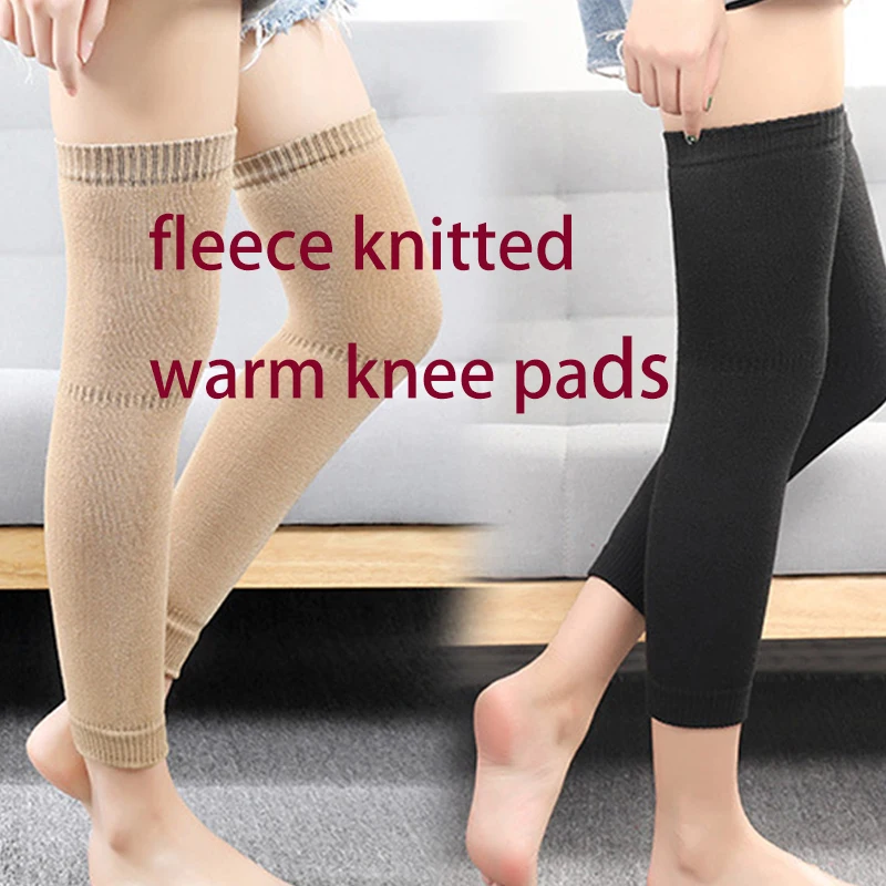 1 Pair Fleece Knitted Warm Knee Pads For Women Winter Leggings Cover Leg Warmer Elastic Thicken Knee Protector Heated Knee Pads