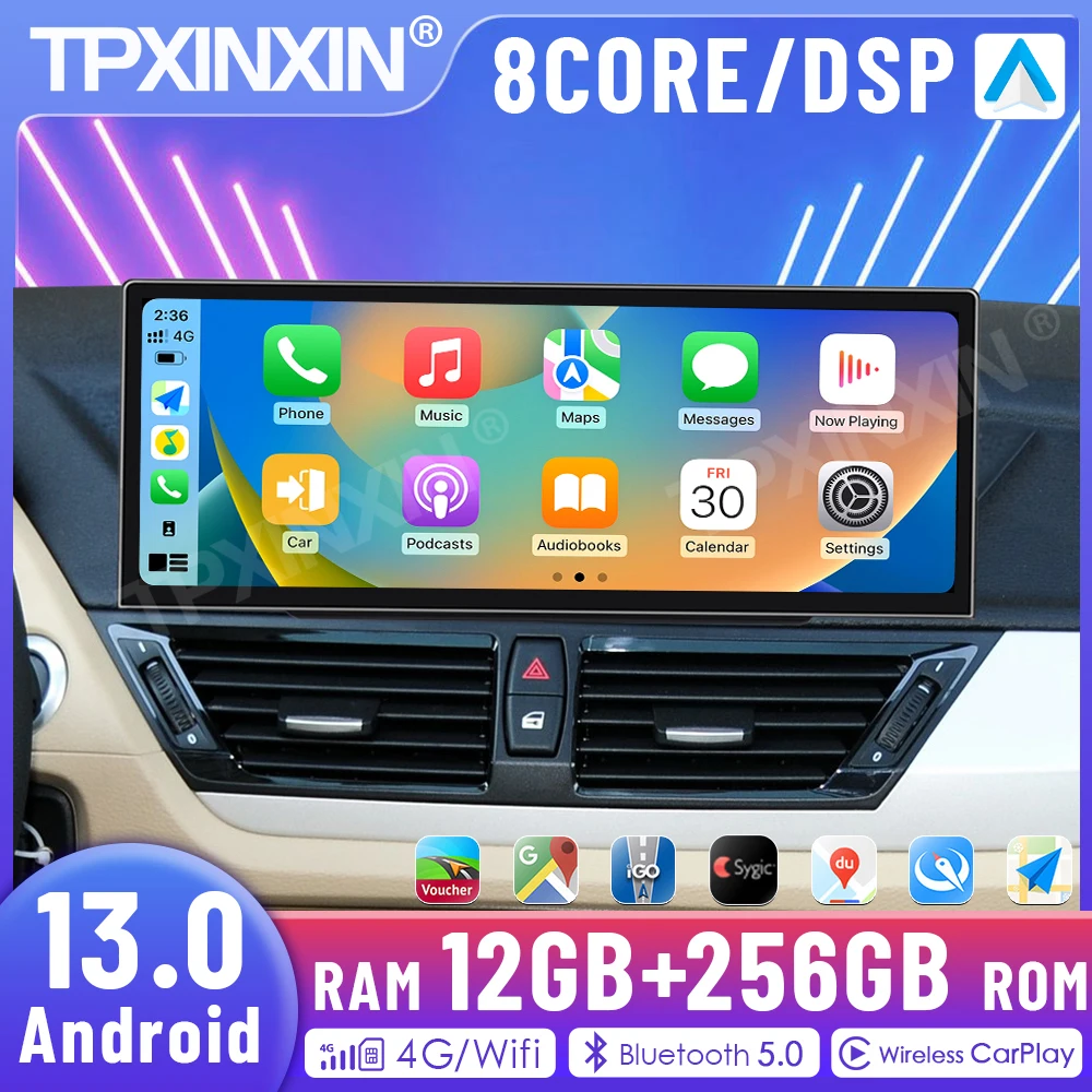 

Автомобильный радиоприемник Qualcomm 12,3 дюйма CarPlay 4G WiFi Android 13 для BMW X1 E84 2009-2015 CIC мультимедийный плеер GPS-навигация головное устройство