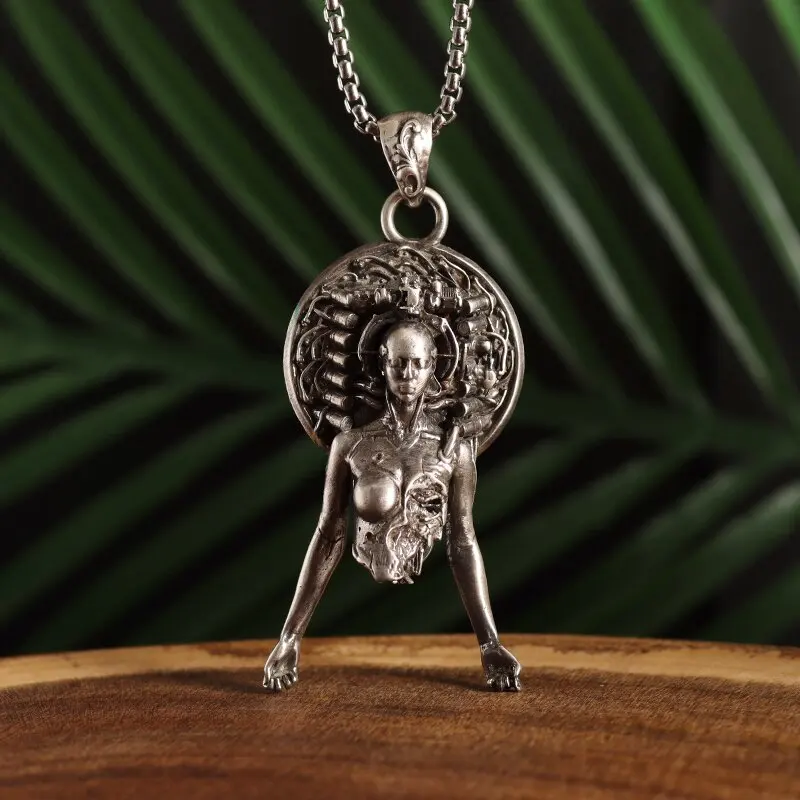 Thai Fashion Half-Length Shema Buddha Pendant Necklace for Men Women Gothic Horror Style Halloween Gifts