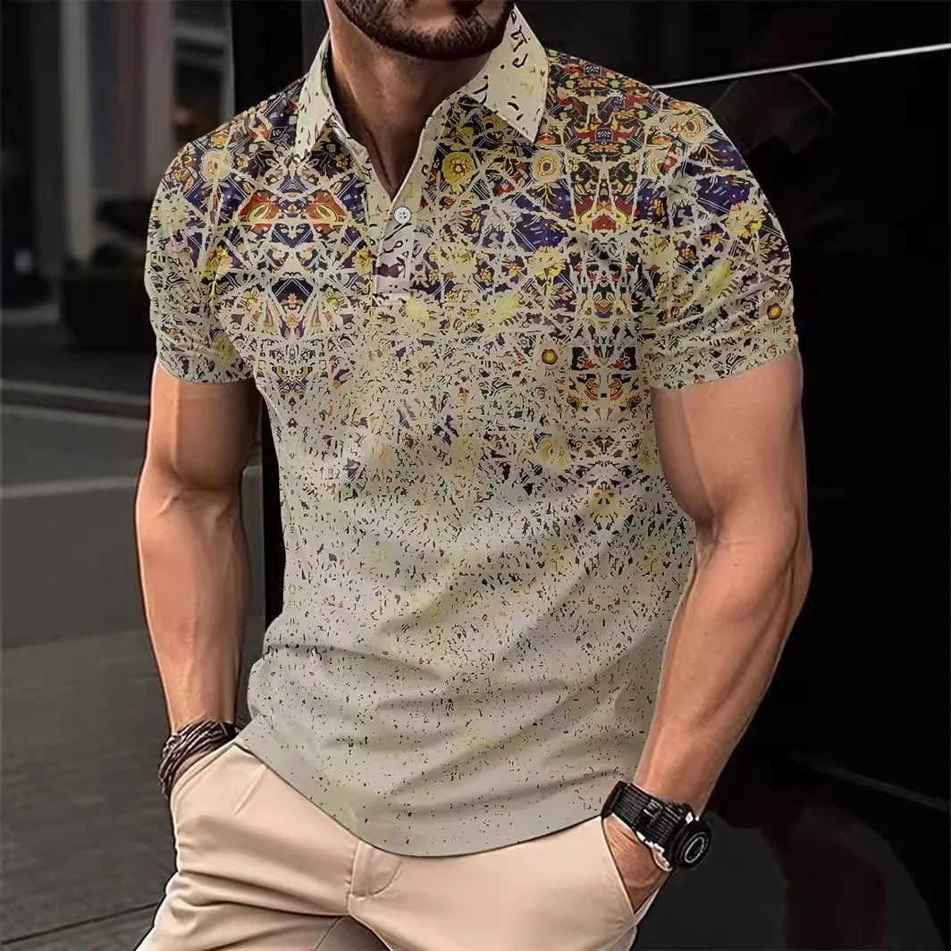 

Summer Men Oversize Multicolor Polo Shirt Short Sleeved Lapel Polo Shirt Men Breathable Tops Men Clothing
