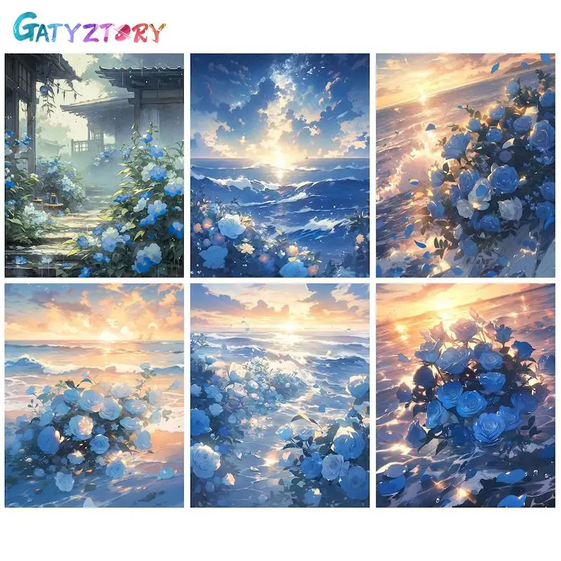 

GATYZTORY Frame Painting by Numbers Landscape DIY Paint By Numbers Flowers Canvas Painting Oil Drawing Number Painting Gift